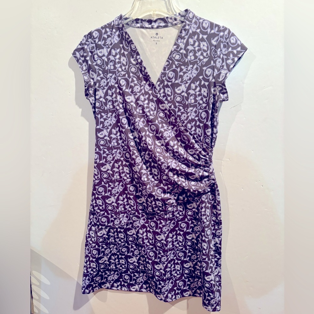 ATHLETA Purple White Floral DRESS S